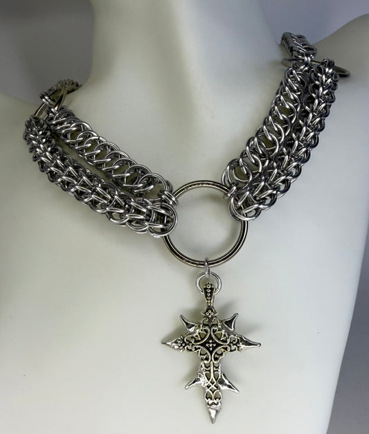 Chainmaille cross necklace