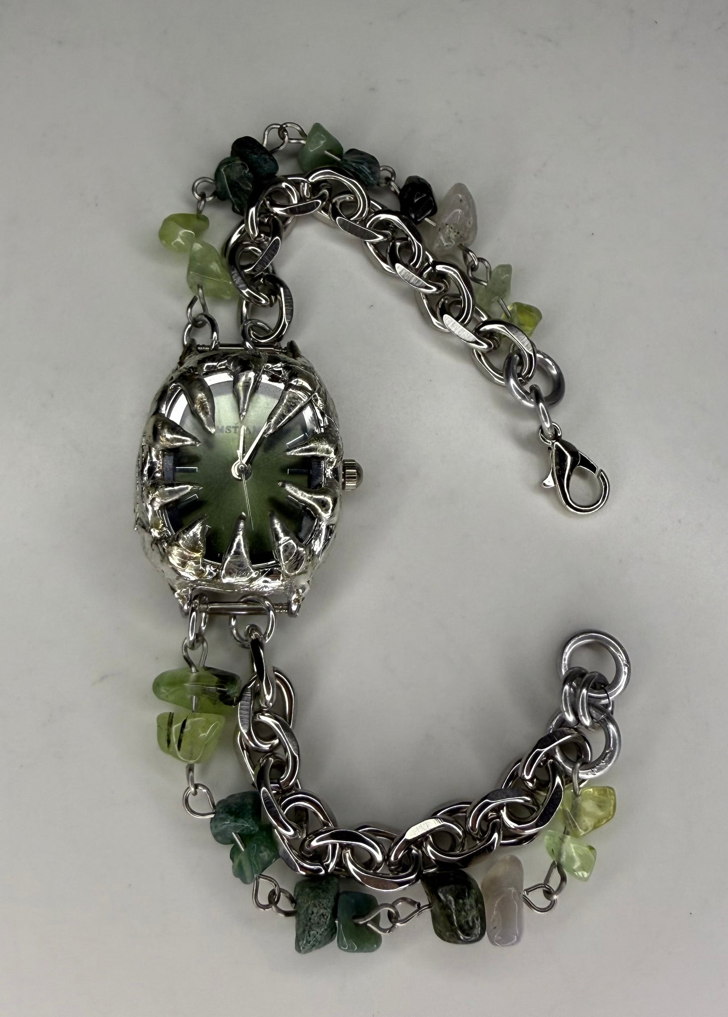 Green crystal banded watch