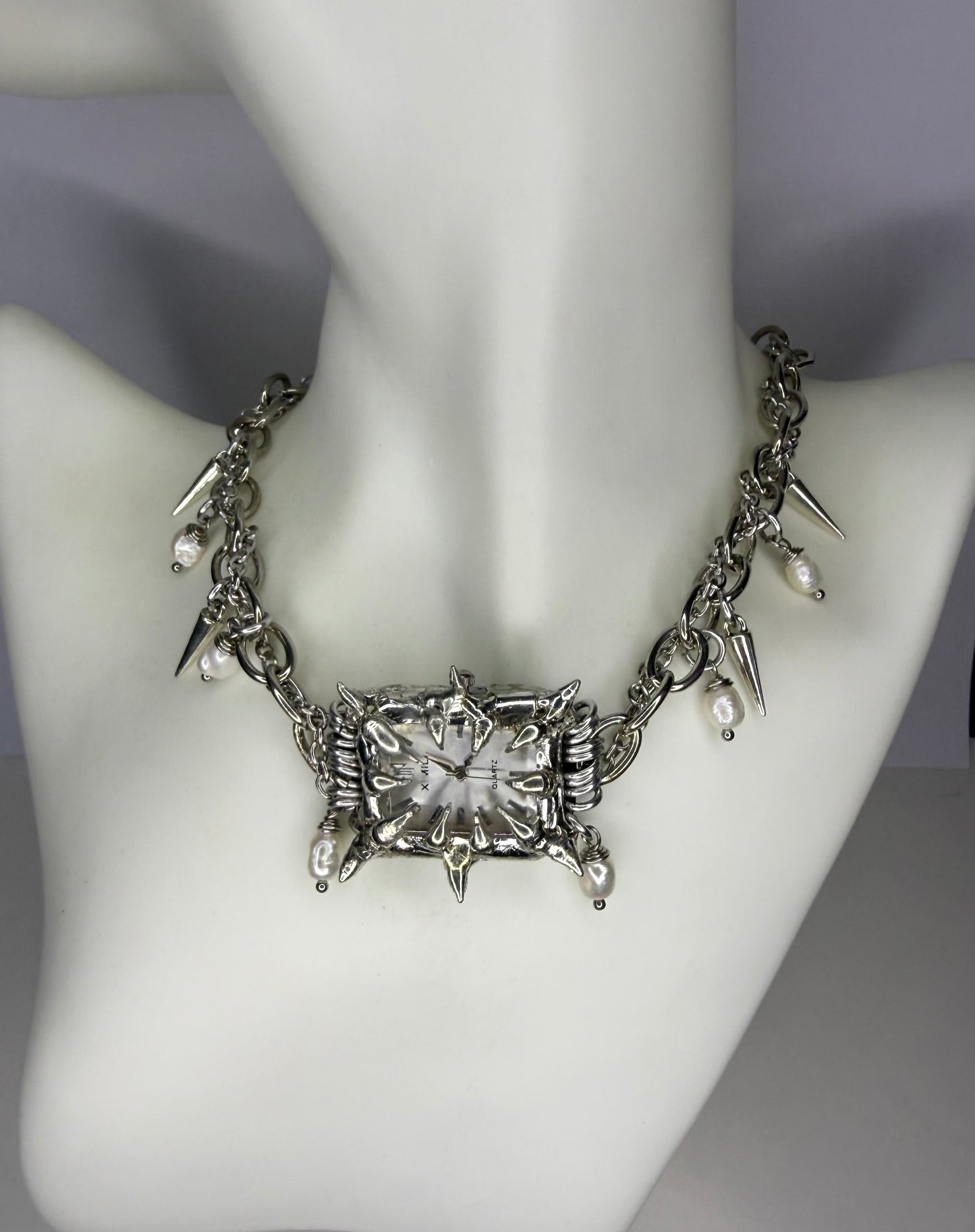 White Watch Necklace