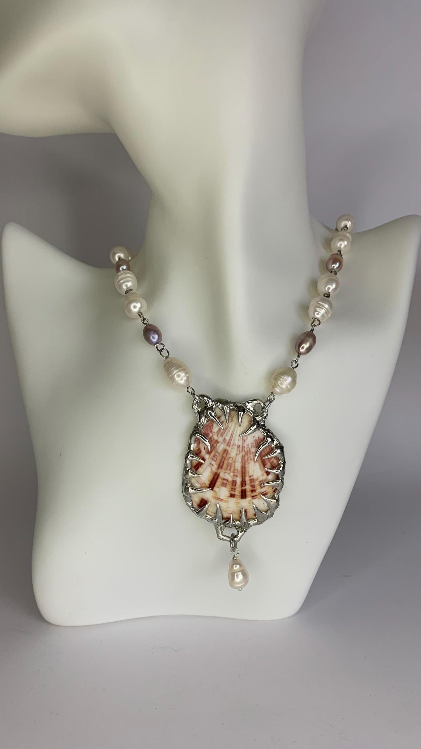 Freshwater pearl and shell necklace