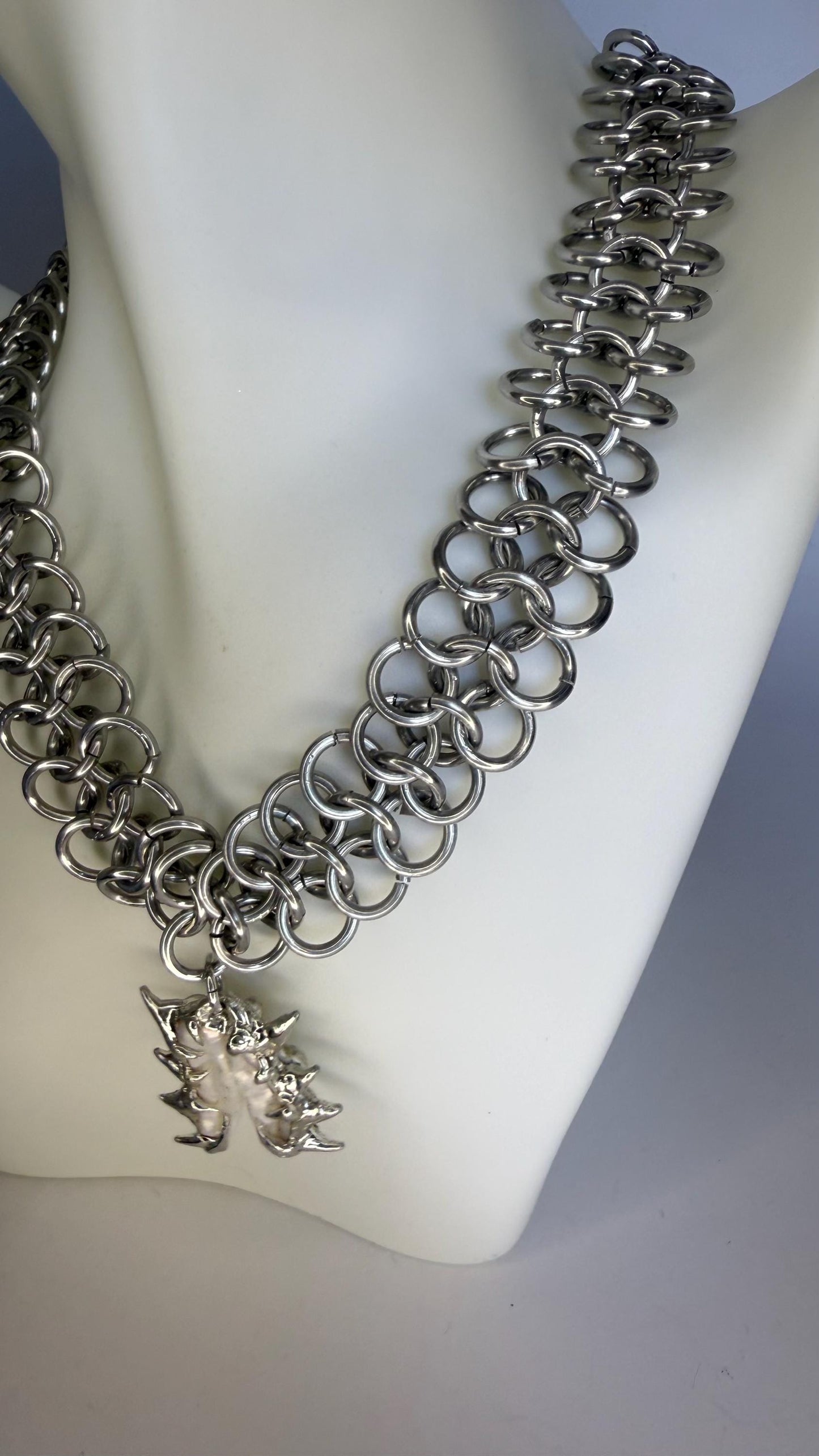 Chainmaille Pearl Necklace