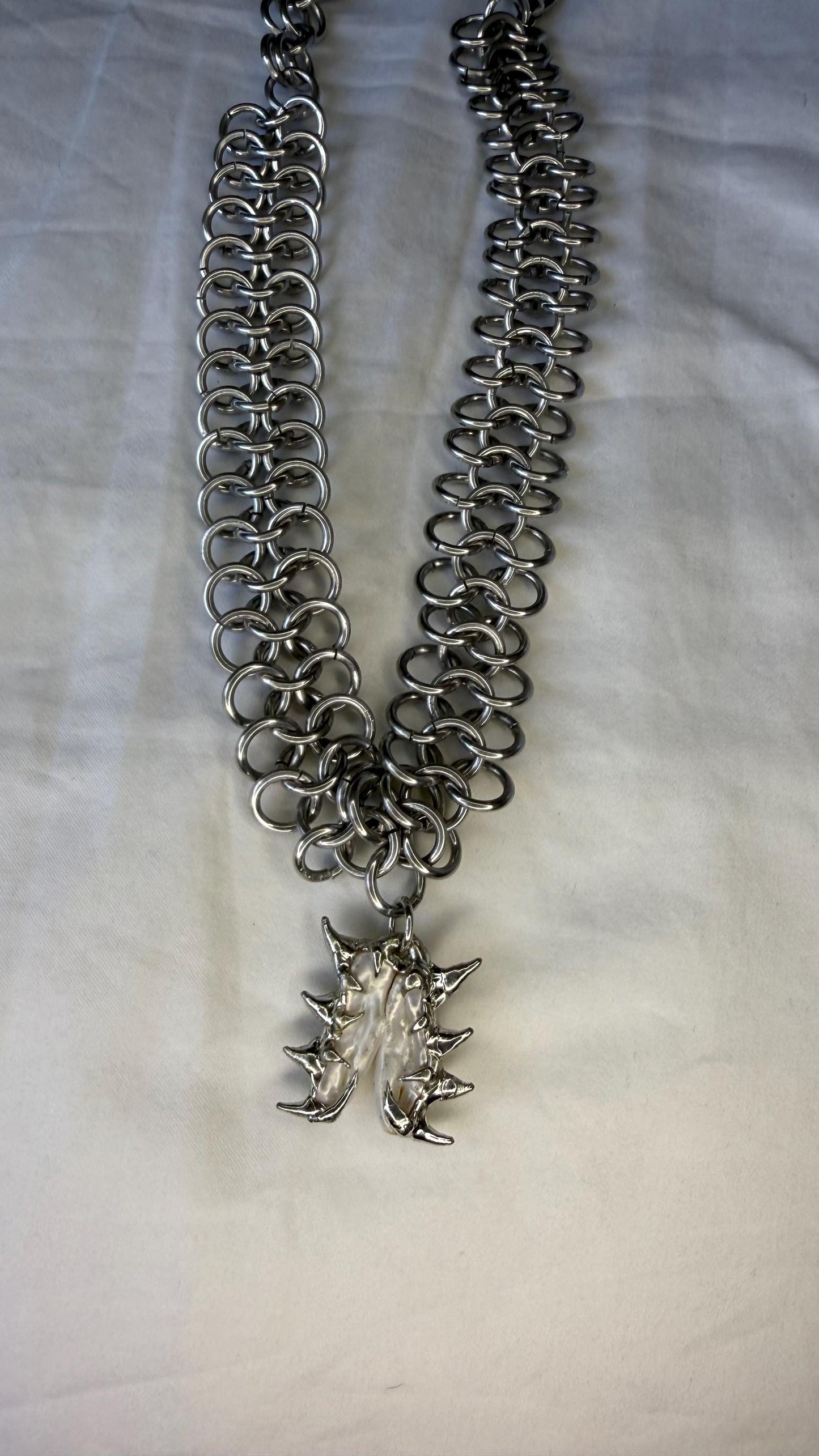 Chainmaille Pearl Necklace