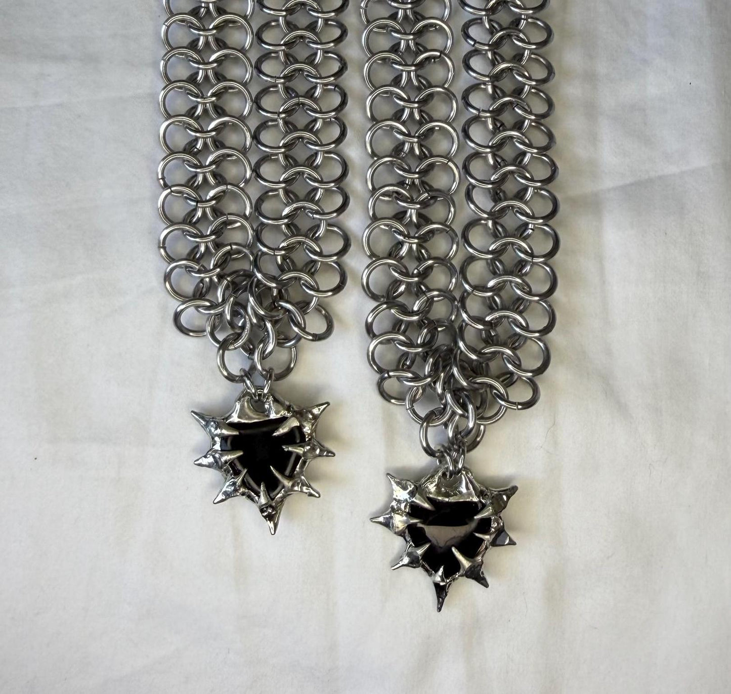 Obsidian chainmaille necklace